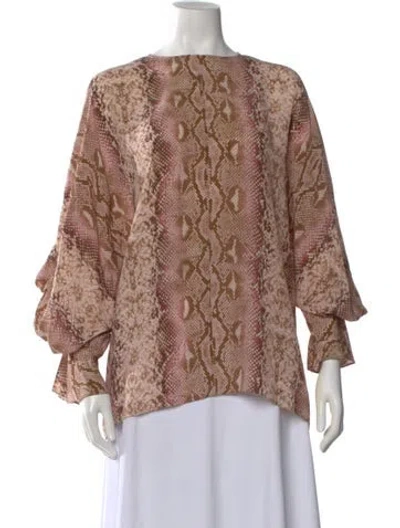 Pre-owned Emilia Wickstead Silk Animal Print Blouse In Pink