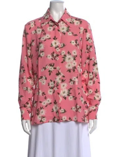 Pre-owned Emilia Wickstead Silk Floral Print Blouse In Pink
