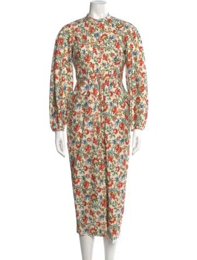 Pre-owned Emilia Wickstead Silk Long Dress In Neutral