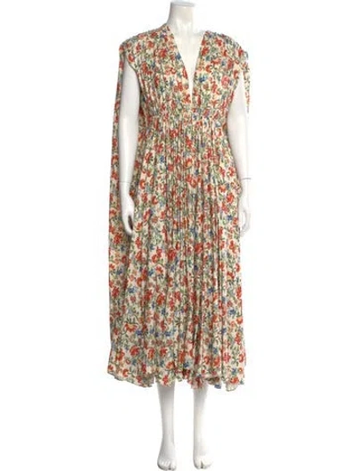 Pre-owned Emilia Wickstead Silk Long Dress In Neutral