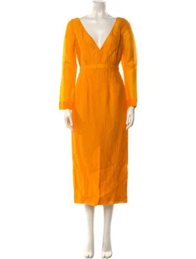 Pre-owned Emilia Wickstead Silk Long Dress In Yellow