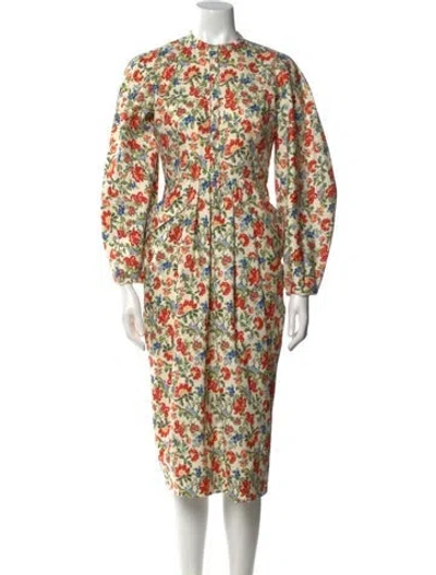 Pre-owned Emilia Wickstead Silk Midi Length Dress In Neutral