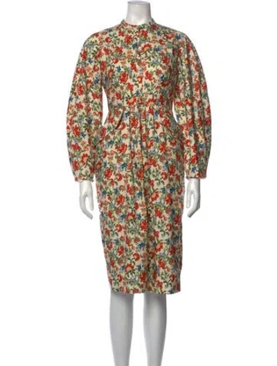 Pre-owned Emilia Wickstead Silk Midi Length Dress In Neutrals