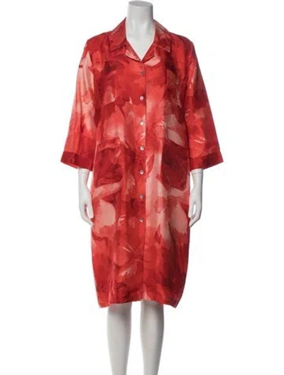 Pre-owned Emilia Wickstead Silk Midi Length Dress In Orange/red