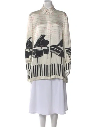 Pre-owned Emilia Wickstead Silk Printed Top In Neutrals