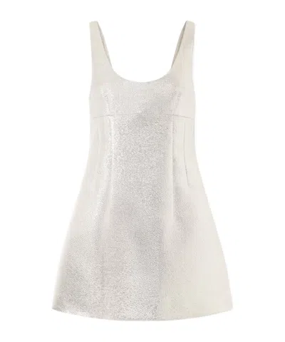 Emilia Wickstead Emma Metallic Cloque Mini Dress In Silver