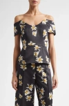 Emilia Wickstead Souline Festive Lilies Peplum Top In Black