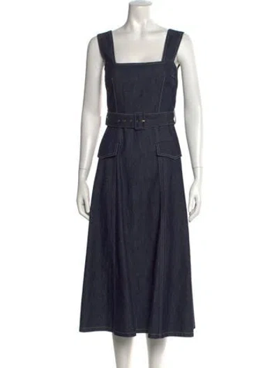 Pre-owned Emilia Wickstead Square Neckline Long Dress In Blue