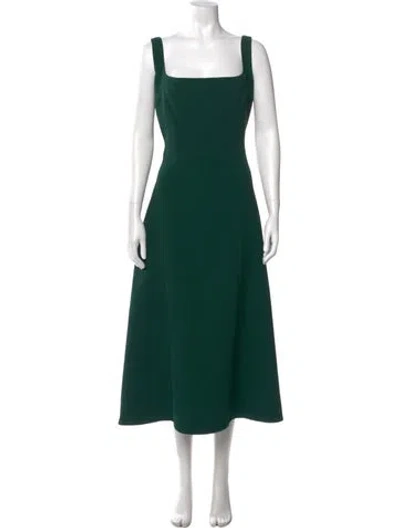 Pre-owned Emilia Wickstead Square Neckline Long Dress In Green