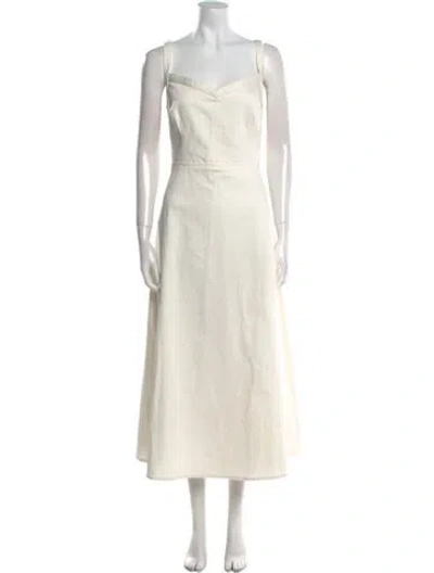 Pre-owned Emilia Wickstead Square Neckline Long Dress In Neutral