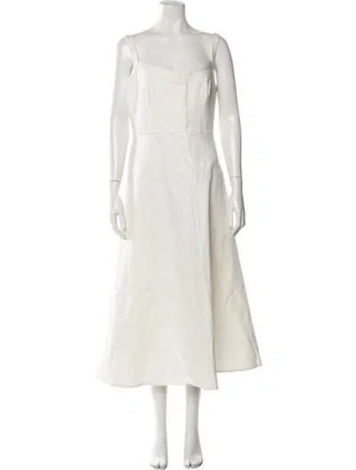 Pre-owned Emilia Wickstead Square Neckline Long Dress In Neutral
