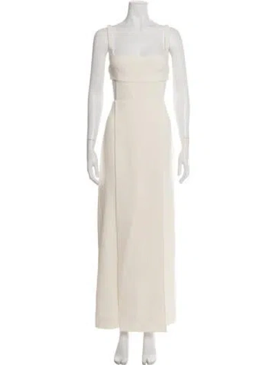 Pre-owned Emilia Wickstead Square Neckline Long Dress In Neutrals