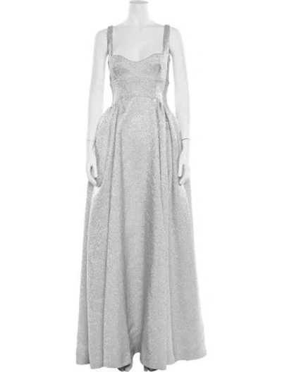 Pre-owned Emilia Wickstead Square Neckline Long Dress W/ Tags In Gray