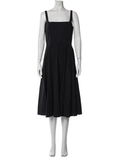 Pre-owned Emilia Wickstead Square Neckline Midi Length Dress In Black