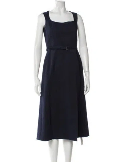 Pre-owned Emilia Wickstead Square Neckline Midi Length Dress In Blue