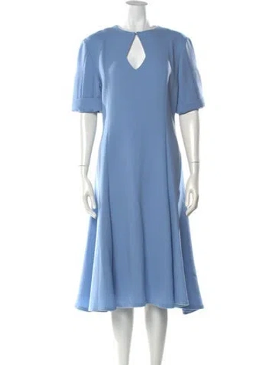 Pre-owned Emilia Wickstead Square Neckline Midi Length Dress In Blue