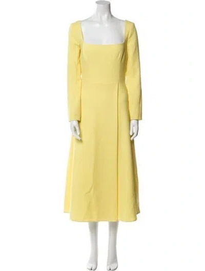Pre-owned Emilia Wickstead Square Neckline Midi Length Dress In Green