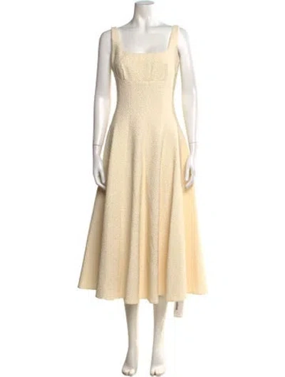 Pre-owned Emilia Wickstead Square Neckline Midi Length Dress In Neutral