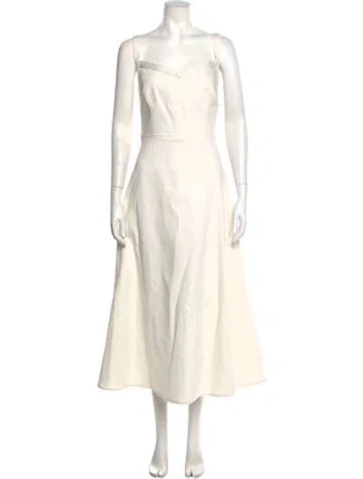 Pre-owned Emilia Wickstead Square Neckline Midi Length Dress In Neutrals