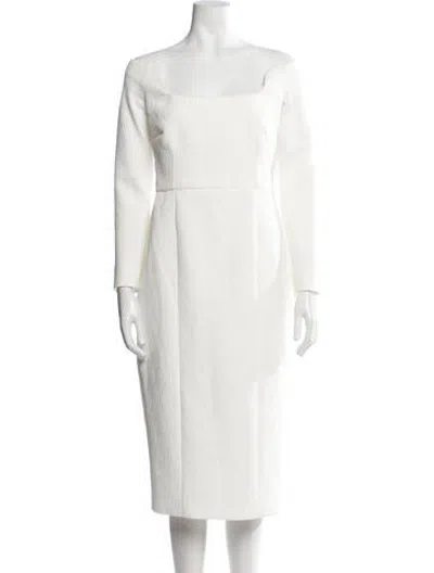 Pre-owned Emilia Wickstead Square Neckline Midi Length Dress In Neutrals