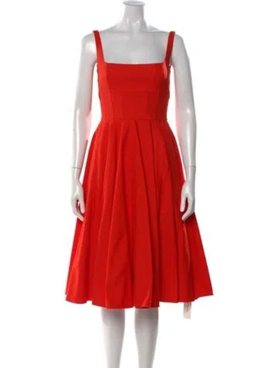 Pre-owned Emilia Wickstead Square Neckline Midi Length Dress In Orange