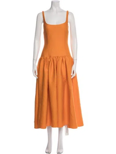 Pre-owned Emilia Wickstead Square Neckline Midi Length Dress In Orange