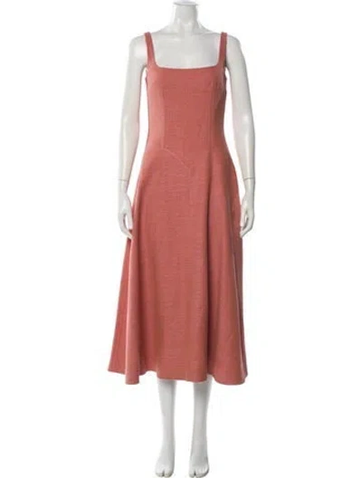 Pre-owned Emilia Wickstead Square Neckline Midi Length Dress In Pink