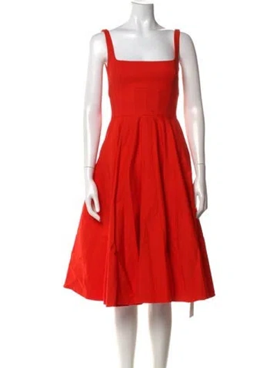 Pre-owned Emilia Wickstead Square Neckline Midi Length Dress In Red
