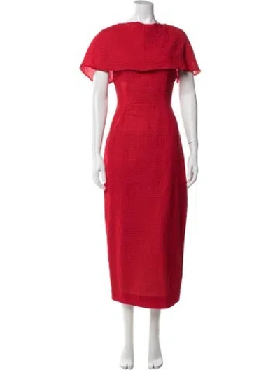 Pre-owned Emilia Wickstead Square Neckline Midi Length Dress In Red