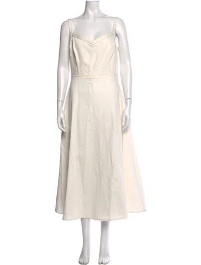 Pre-owned Emilia Wickstead Square Neckline Midi Length Dress W/ Tags In Neutrals