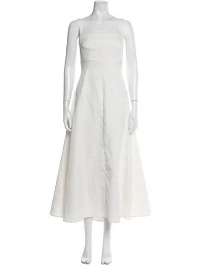 Pre-owned Emilia Wickstead Square Neckline Midi Length Dress In White