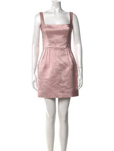 Pre-owned Emilia Wickstead Square Neckline Mini Dress In Metallic/pink