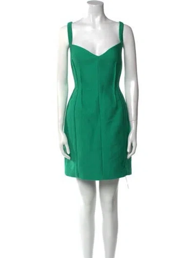 Pre-owned Emilia Wickstead Square Neckline Mini Dress W/ Tags In Green
