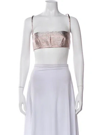 Pre-owned Emilia Wickstead Square Neckline Sleeveless Crop Top In Neutrals