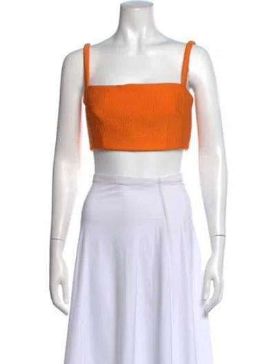 Pre-owned Emilia Wickstead Square Neckline Sleeveless Crop Top In Orange
