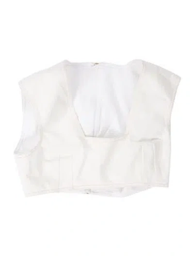 Pre-owned Emilia Wickstead Square Neckline Sleeveless Top In White