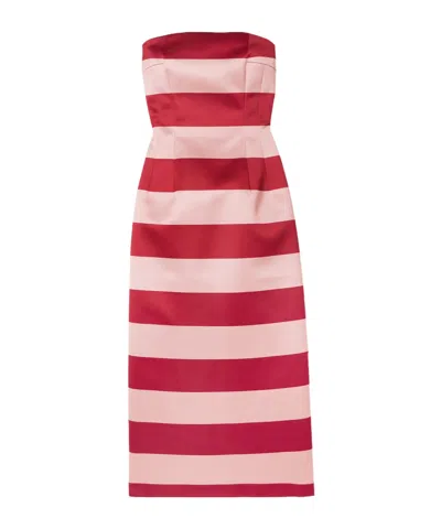 Emilia Wickstead Leila Strapless Striped Duchesse-satin Midi Dress In Multi