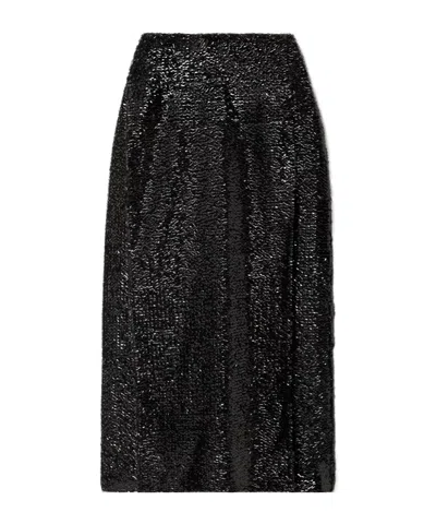 Emilia Wickstead Kanji Sequined Crepe Midi Skirt In Black