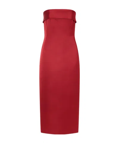 Emilia Wickstead Keeley Strapless Darted Duchess-satin Midi Dress In Red