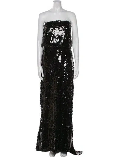 Pre-owned Emilia Wickstead Strapless Long Dress In Black