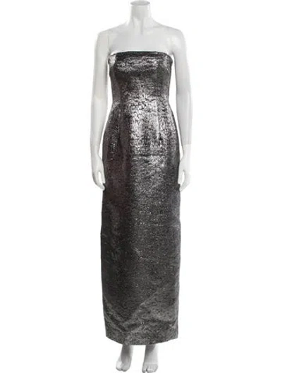 Pre-owned Emilia Wickstead Strapless Long Dress In Gray