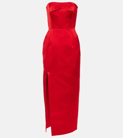 Emilia Wickstead Strapless Midi Dress In Red