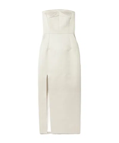 Emilia Wickstead Pola Strapless Duchesse-satin Midi Dress In Ivory