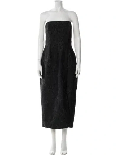 Pre-owned Emilia Wickstead Strapless Midi Length Dress In Black