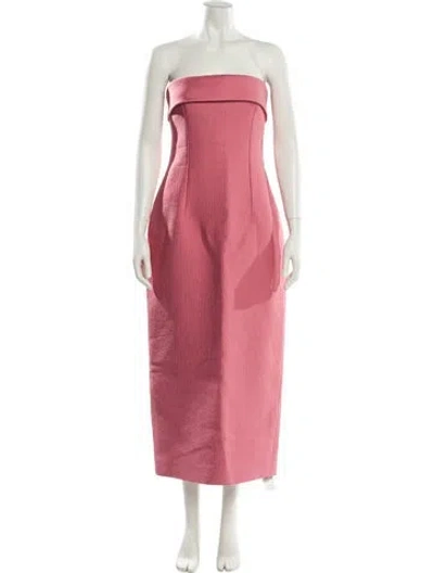 Pre-owned Emilia Wickstead Strapless Midi Length Dress In Pink