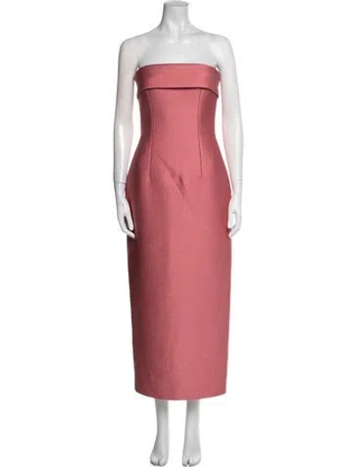 Pre-owned Emilia Wickstead Strapless Midi Length Dress In Pink