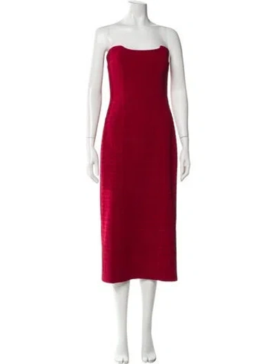 Pre-owned Emilia Wickstead Strapless Midi Length Dress In Red
