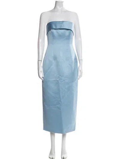 Pre-owned Emilia Wickstead Strapless Midi Length Dress W/ Tags In Blue