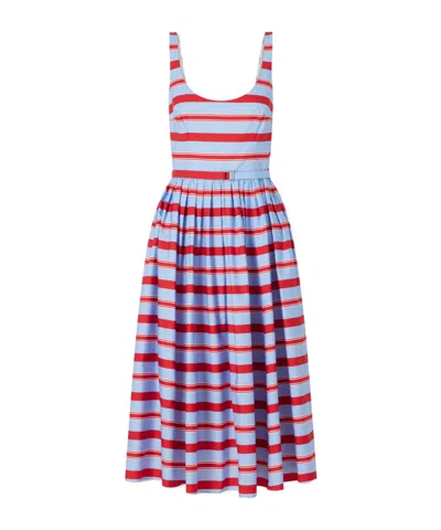 Emilia Wickstead Eglantine Belted Striped Cotton Midi Dress In Pink