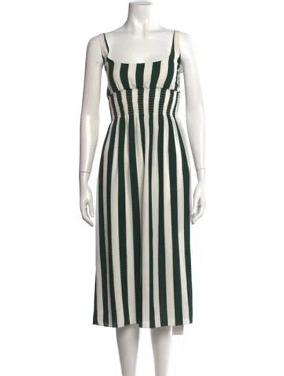 Pre-owned Emilia Wickstead Striped Midi Length Dress In Green